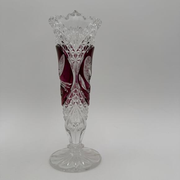 Vintage Byrdes Collection Bud Vase 8" by Hofbauer 24% Lead Crystal - Picture 2 of 9